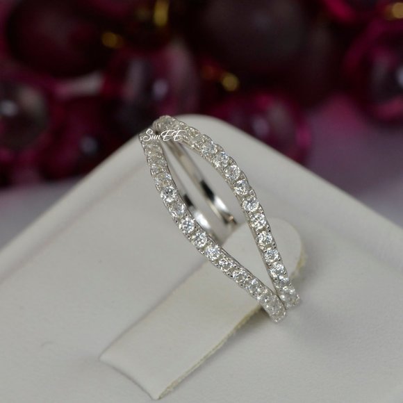 NEW 925 STERLING SILVER CURVE WEDDING BAND RING - Picture 4 of 7